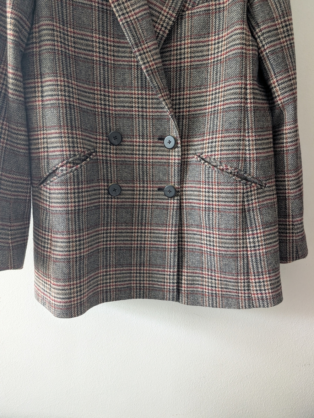 Veronica Beard Oria Houndstooth Plaid Wool Dickey Jacket Blazer Size 8 - Picture 6 of 14